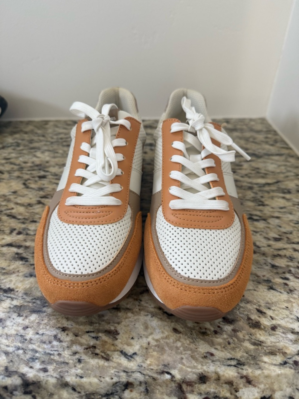 Michael Kors White and Tan Sneakers